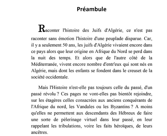 Histoire des juifs d algerie preambule